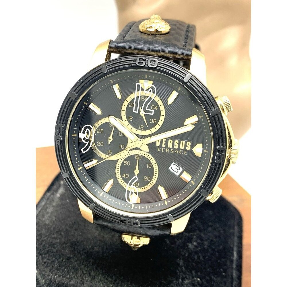 Versus by Versace Men's Watch VSPHJ1321 Quartz Chronograph Leather Band 46mm